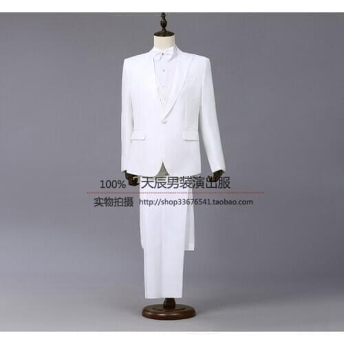 XXS-XXL 2019 New spring mens clothing Fashion leisure suits suit black and white Costume stage singer costumes
