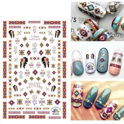 3D Stickers for Nails Self-adhesive Design Color Stripe Totem Nail Art Decorations Decals Foil Wrap Manicure Accessories