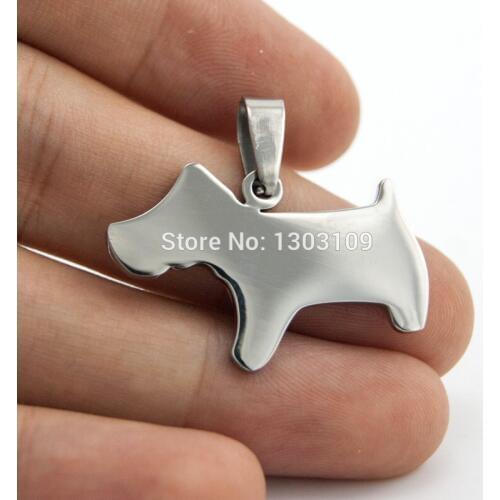 50pcs Fashion DIY jewelry burnish polished mini dog Pendant stainless steel Metal Necklace Pendant for men women wholesale price
