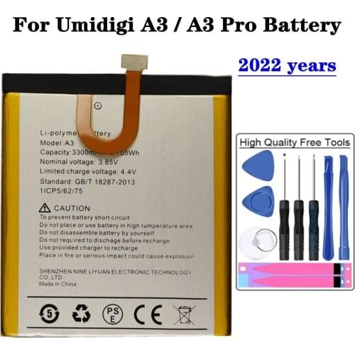 3300mAh Battery For UMI Umidigi A3 / A3 Pro A3Pro Cell Phone Replacement Backup Batteria High Quality Li-polymer Batteries +Tool