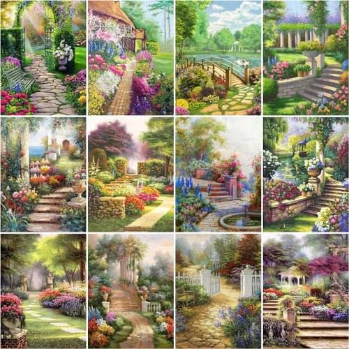 EverShine DIY Diamond Painting Garden Cross Stitch Diamond Mosaic Landscape Handmade Rhinestones Art Bead Embroidery Wall Decor