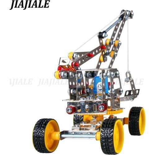 Free shipping big 26CM Vehicle Metal Model Building Kits Puzzle Crane Enlighten Education Assemblage DIY Toys gifts for boy gril