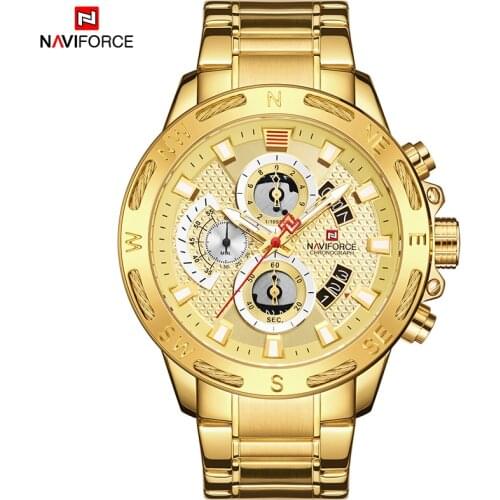 NAVIFORCE Gold Business Man Watches Fashion Luxury Quartz Watch For Men Military Sport Waterproof Male Clock Relogio Masculino