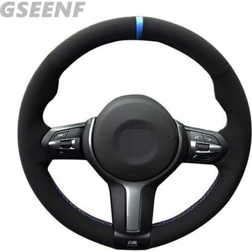 Car Steering Wheel Cover For BMW M F33 F30 M F86 X6 M6 F85 X5 M5 F12 F13 M4 M3 F82 M2 F80 F87 Black Hand-stitched Suede