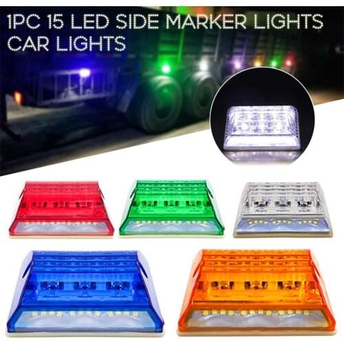 DC24V 15 LED Side Marker Lights Car External Lights Squarde Warning Tail Light Auto Trailer Truck Lorry Lamps Amber Color