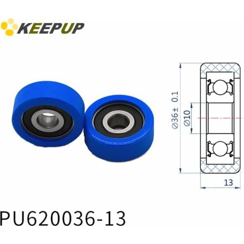 Diameter 36mm, PU polyurethane bearing ,Rubber coated soft pulley/Roller ,width 13mm