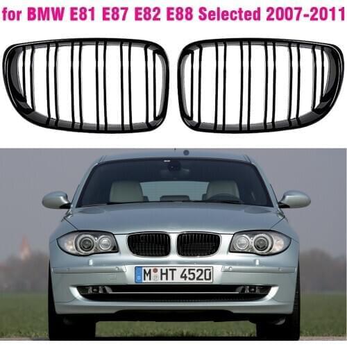 For BMW 1 SERIES E81 E82 E87 E88 2d 4d 2007 2008 2009 2010 2011 2012 2013 Pair ABS Side Gloss Black Front Kidney Grilles