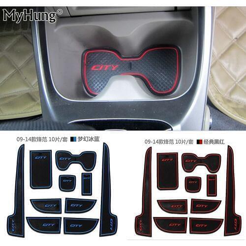 For Honda City 2009 2010 2011 2012 2013 2014 Car Door Groove Mats Non-slip Rubber Cup Holder Sticker Gate Slot Pad Car Styling