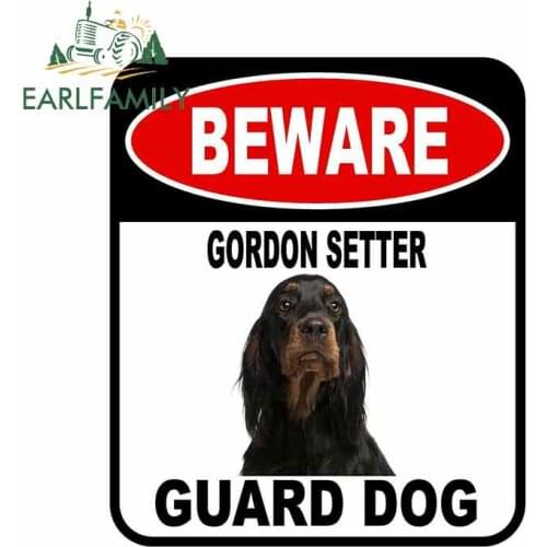 EARLFAMILY 13cm x 11cm BEWARE GORDON SETTER GUARD DOG Car Sticker Cover Scratches Composite Sign Pet Dog Decal