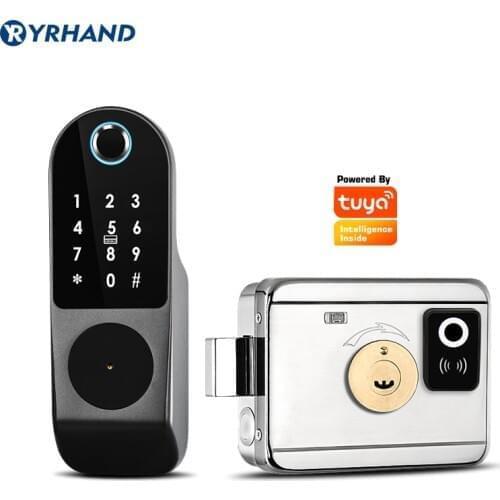 Two way Fingerprint Garden Tuya Smart Home WiFi Secure Keypad remote control deadbolt Electronic Digital Smart rfid door lock