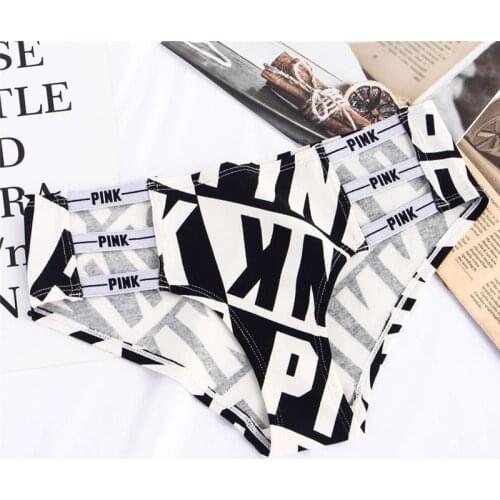 Letter Printing Thin Belt Cotton Briefs Hollow Elastic Black and White Letters Pure Cotton Breathable Comfortable Classic Briefs