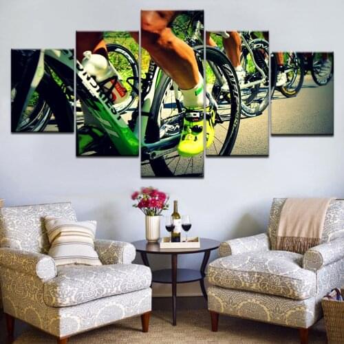 Canvas Paintings Wall Art HD Prints 5 Piece Cross-Country Bicycle Posters Mountain Bicycle Pictures Sports Home Decor Frame