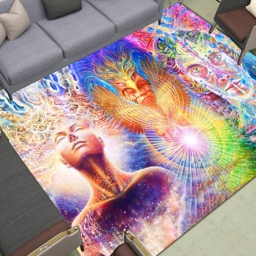 Meditation Area Rugs Large Yoga Floor Mats Seven Star Wheel Faith Living Room Bedroom Carpet Print Colorful Indian Buddha