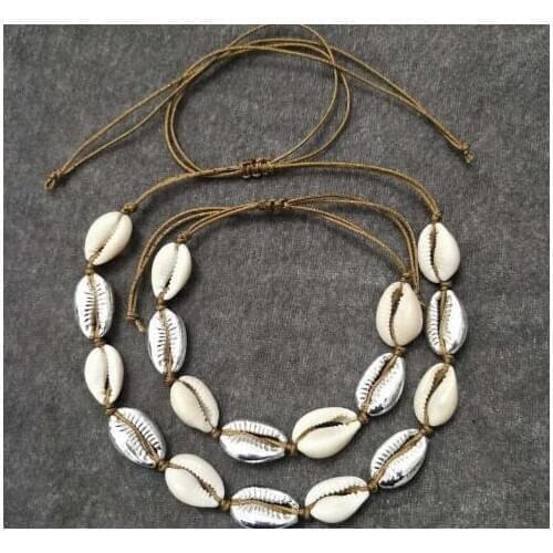 Natuur Zee Shell pendant Charm Ketting Beige Koord Goud Kleur Hand Sieraden Ketting Armband voor vrouwen Sieraden