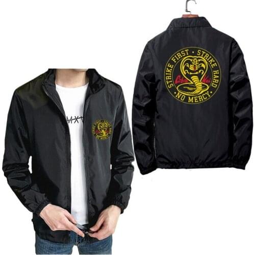 New Mens Cobra Kai Thin Jacket Spring Summer Hot Jacket Brand Zipper Jackets Coat Windbreaker Pilot Parkas Clothing Oversized