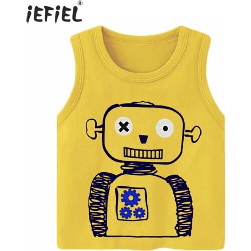 Summer Kid Girl Baby T Shirt Cartoon Print Sleeveless Vest Cotton Boys Children O-neck T-Shirts Tee Tops Tank Camisole Clothing