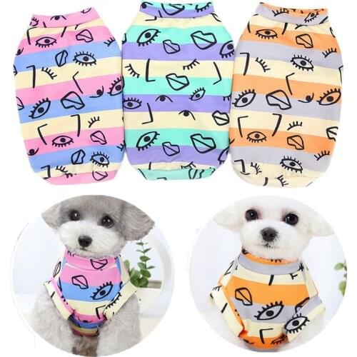 Summer Thin Dog Vest Graffiti Print Dog Clothes Spring Pet Jacket Puppy Small Dog T-Shirt for French Bulldog Yorkshire Chihuahua