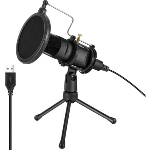 Professional USB Wired Microphone PC Condenser Podcast Streaming Omnidirectional Mic for Computer Youtube Video Recording Studio