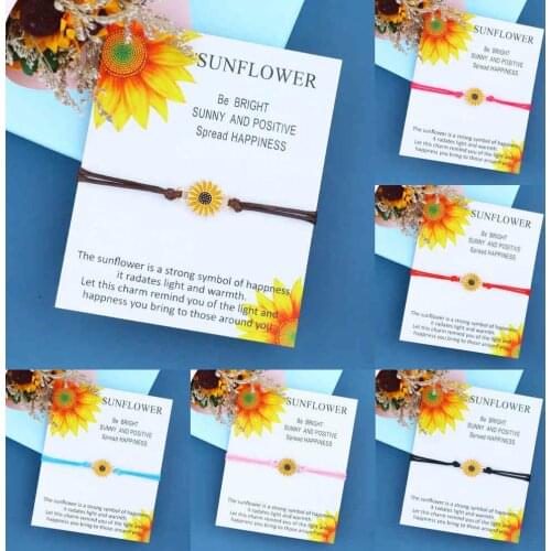 Fashion Sunflower Bracelet Bohemian Sunflower Sun Flower Daisy Bracelet for Women Men Summer Friendship Beach Bracelet