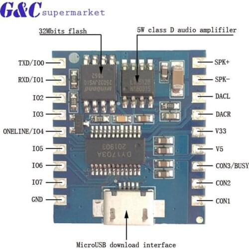 USB Serial Voice Playback Control Module MCU IO Control MP3