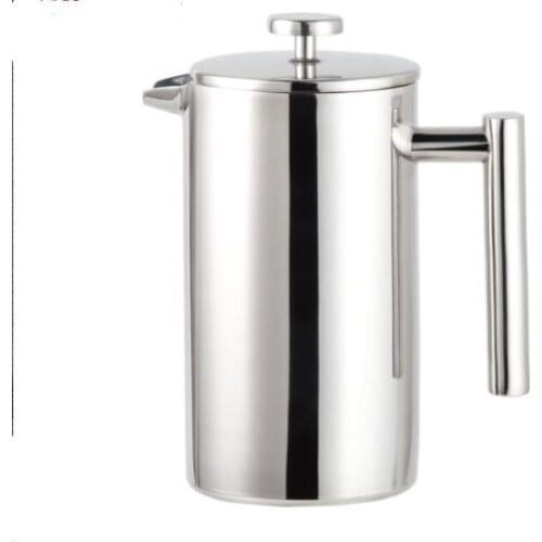 Drink&Art Black French Press Coffee Maker Manual Teapot Coffee Pots Coffeware V60 Stainless Steel Double Wall & Large Capacity