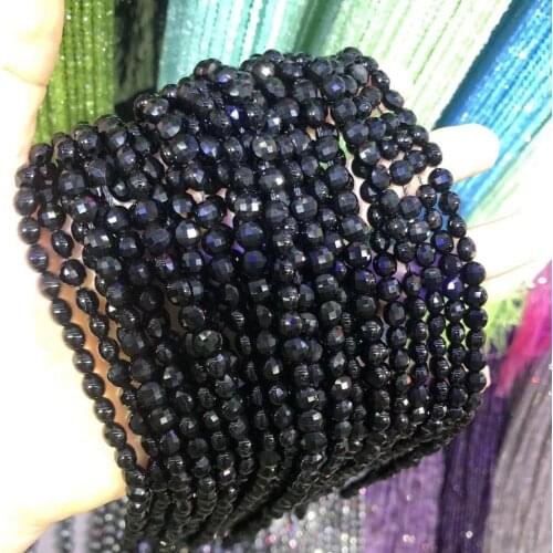 Natural Stone Beads Oblate Black Agates Faceted for Jewelry Making Necklace Bracelet Earrings Size 6mm