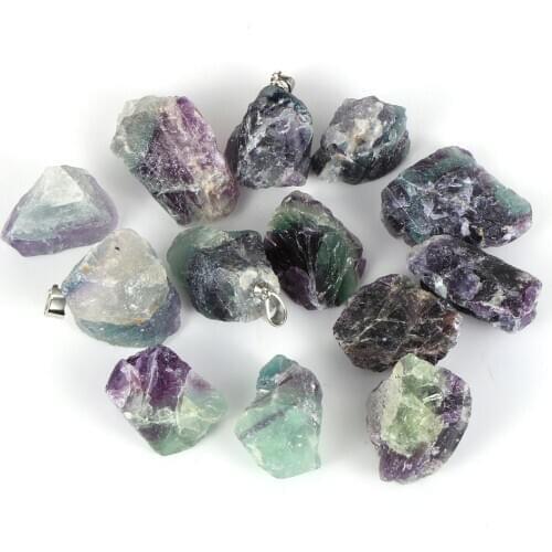 Irregular Original Natural Fluorite Pendants Gemstone Mineral Specimen Crystal Reiki Healing Advanced Collection Diy Accessories