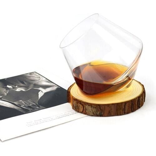 Irregular Whiskey Wine Glass Rotating High Belly Beer Whiskey Brandy Cocktail Drinking Wine Cup Tumbler Down Bar Glass Supplies