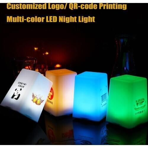 Customized Logo Printing Night Light Restaurant Pub Coffee Bar Event Party Decor Romantic 16-Color LED Rechargebale Table Lamp