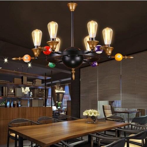 Nordic retro industrial wind iron round Pendant Light personalized creative billiard restaurants clubs modern Pendant lamp ZA