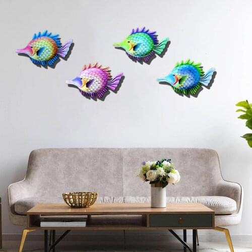 Newest 4PCS Metal Fish Wall Decor Art Home Garden Decoration Fish Wall Artwork FExquisite Hanging Garden Decor Garden Sculptures