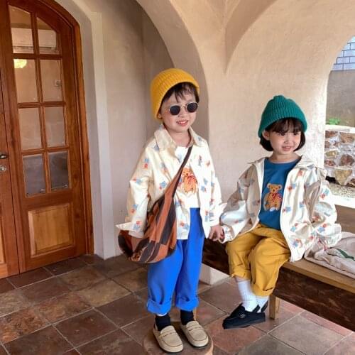 MILANCEL 2021 Autumn New Kids Clothes Bear Coat Cute Girls Outwears Boys Hooded Jacket Korean Girls Clothes