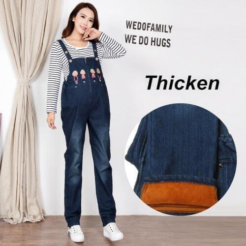 Maternity Clothes Trousers Cotton Winter Pregnant Woman Denim Overalls Pregnancy Clothes Jeans For Pregnant Women Pants Uniforms