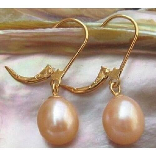 GENUINE 11-13 MM AAA++ PINK SOUTH SEA PEARL EARRINGS 14k/20 SOLID GOLD MARKED