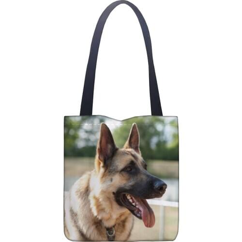Shepherd Dog Tote Bag For Women Canvas Fabric Bags Eco Reusable Shopping Bags Traveling Beach Casual Useful Shoulder Bag