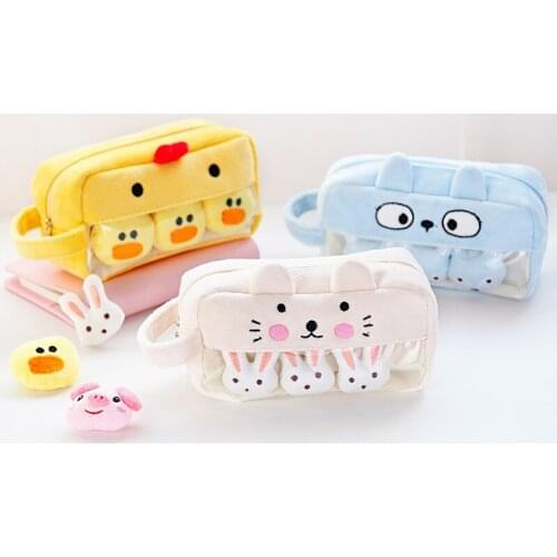 Plush Cute Pencil Case Kawaii Large Capacity Pencilcase School Pen Case Supplies Pencil Bag School Box Pencils Pouch Stationery