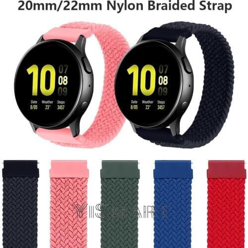 20mm 22mm Nylon Braided Solo Loop Strap for Samsung Galaxy Watch 3 Active 2 Gear S3 Huawei GT2 Huami Amazfit Garmin Watch Band