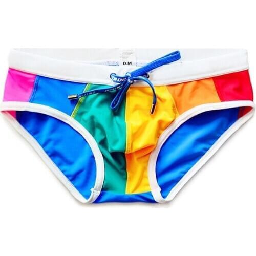 SD650 2020 new sexy stripe rainbow beach shorts swim trunk briefs men swimwear sunga swimming pool swim briefs bikinis swimsuits