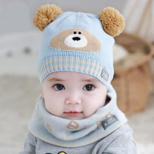 Cartoon Bear Baby Hat Autumn Winter Baby Boy Girl Beanie Caps for Children Warm Toddler Kids Bonnet Infant Baby Accessories 1-3Y