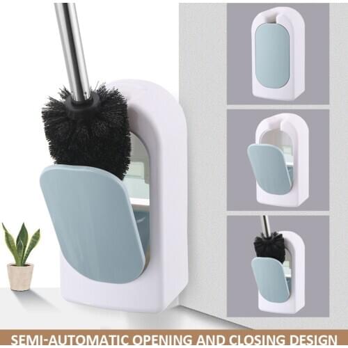 Toilet Brush Toilet Cleaning Kit Silicone Wall Hanging Toilet Cleaning Brush Wall-mounted Toilet Brush Set Brush Holder Set