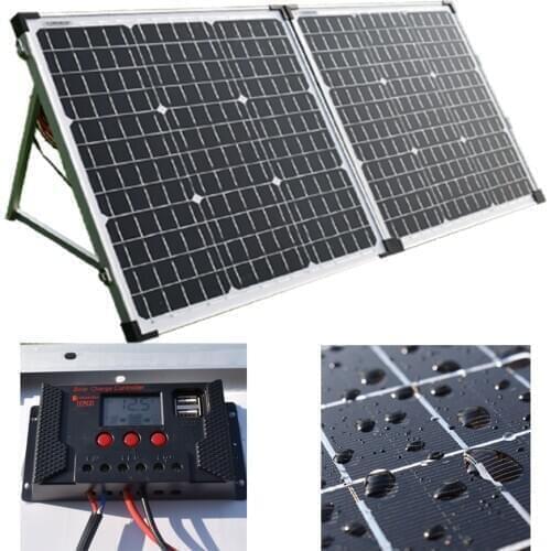 Foldable Solar Panel 100W 12V Portable Glass Solar Panel For Camping/Boat/RV/Travel/Home Car Solar panel kit