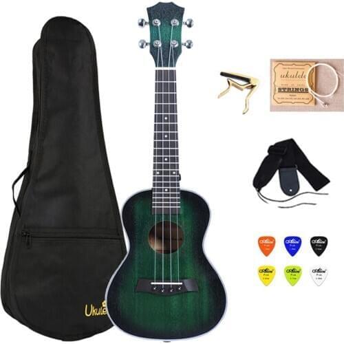 Concert Ukulele 23 inch Mini Guitar 4 Strings Mahogany Ukelele with Bag Capo String Strap Picks Hawaii Guitar for Gift UK2329A