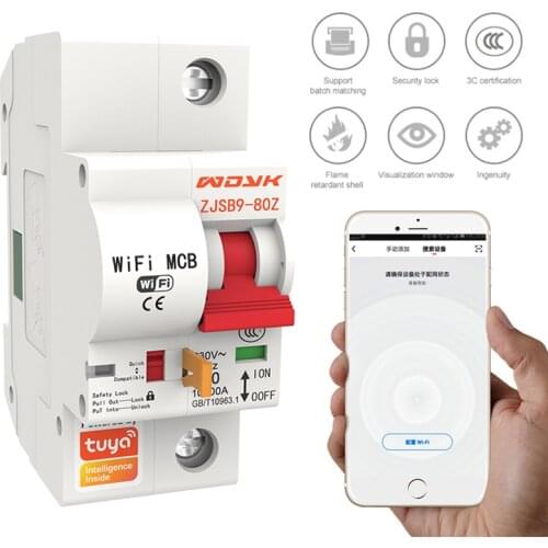 1P/2P/3P/4P 2.4 Ghz WiFi Smart Circuit Breaker 16A-100A Wireless eWelink Tuya App Remote Control Work With Alexa Google IFTTT