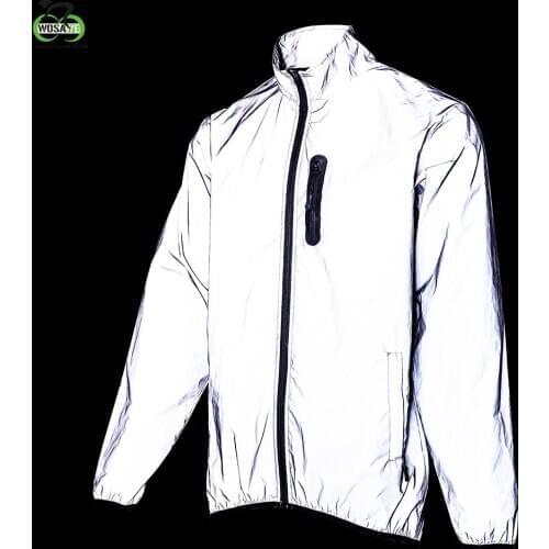 Windproof Rainproof Warm Breathable Windbreaker Bike Jacket Cycling Sports Autumn Full Reflective Jacket Night Running