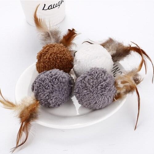 Yooap New Cat Toys Cat Plush Balls Feathers With Cat Mint Pet Supplies Cat Toys cat toys interactive christmas