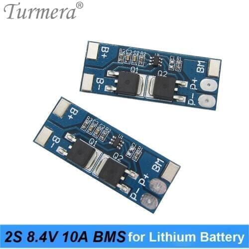 Turmera 2S 8.4V 10A BMS Lithium Battery Protection Board for 7.4V 8.4V Speaker Battery and Electric Bicycle Light Headlamp Use