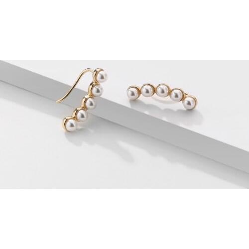 LUNA CHIAO Women Fashion Jewelry Crawler Earrings - Faux Pearl Ear Crawler