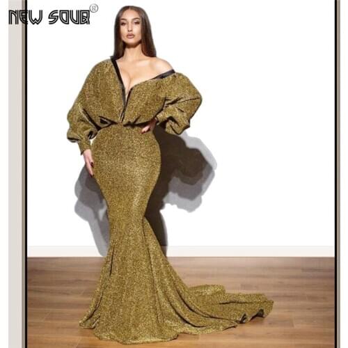 Sexy One Shoulder Evening Dresses Abendkleider Arabic Mermaid Glitter Prom Dress Dubai Celebrity Party Gowns Abiye Gece Elbisesi