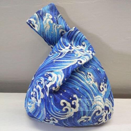 1 PC Hot Sale Portable Wrist Bag Delicate Japanese Style Bag Small Stripe Wrist Bags Fashion Tote Bags Cotton Lunch Bags