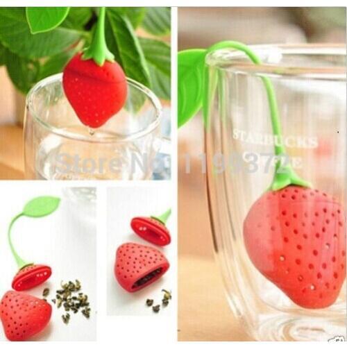 1000pcs/lot Cute Fashion Strawberry Silicone Tea Infuser Filter Strainer Teapot Herbal Spices Leaf Free FEDEX DHL Shipping